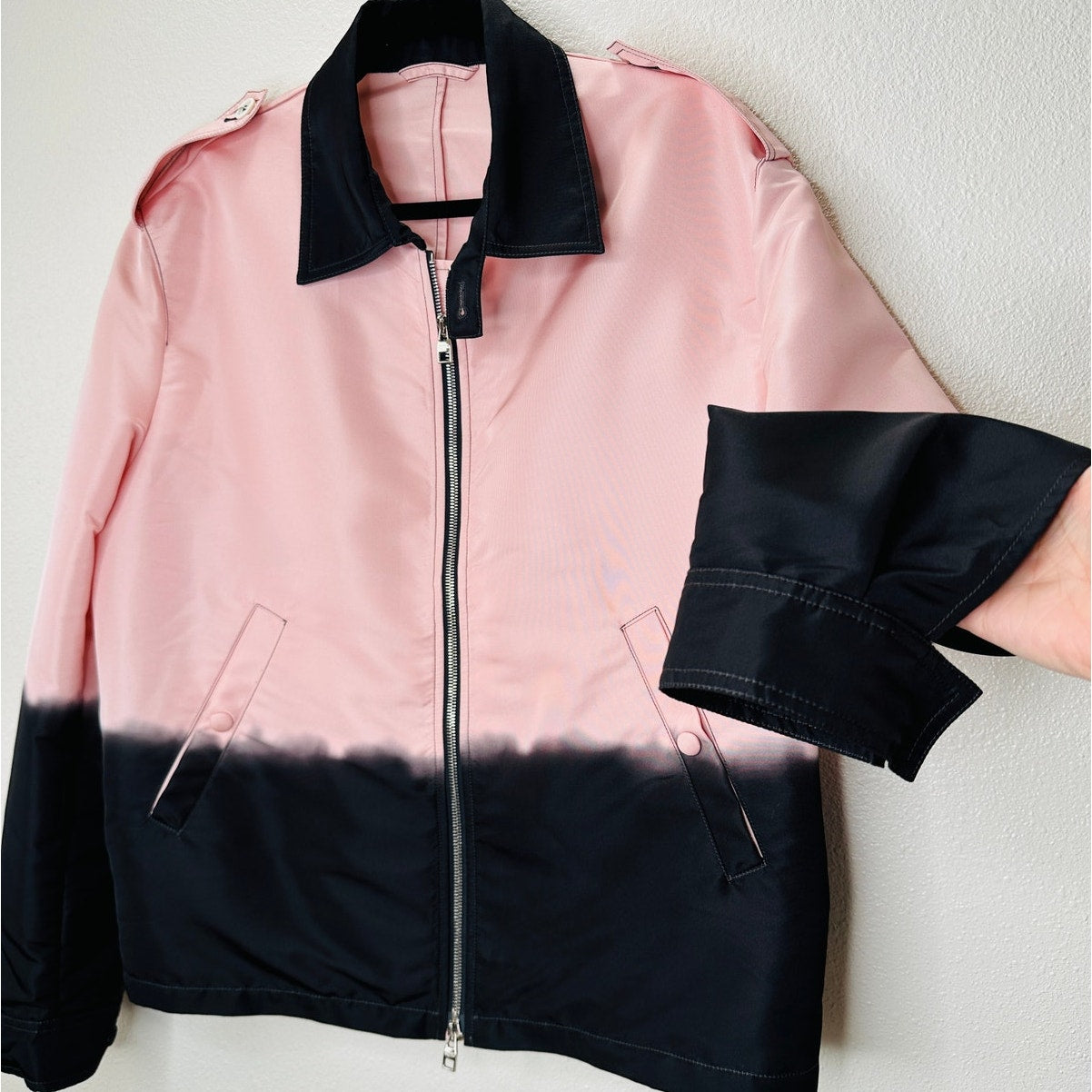 Alexander McQueen Pink & Black Dip Dye Front Zip Jacket 50 / Large