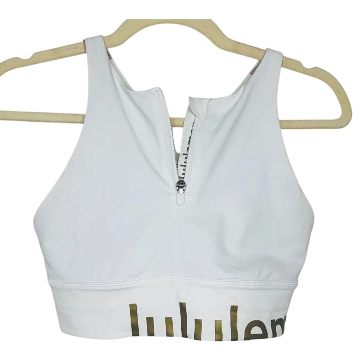 Lululemon White High Neck Energy Sports Bra Long Line Zip Special Edition 6