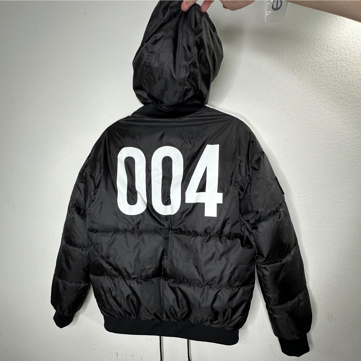PE Nation Black & White Lead Right Logo Print 004 Zip Lined Puffer Jacket XS