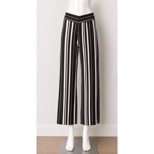 About Us Lenny Black Red White Stripe Pants Flare Trousers Back Zip Pockets L