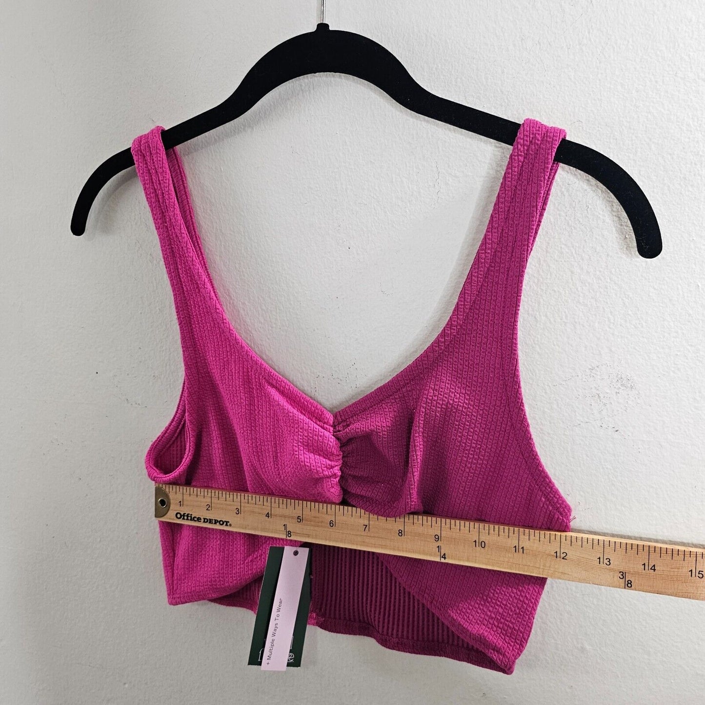 NWT Wild Fable Pink Color Block Front Ruched Bralette Crop Tank Top Medium