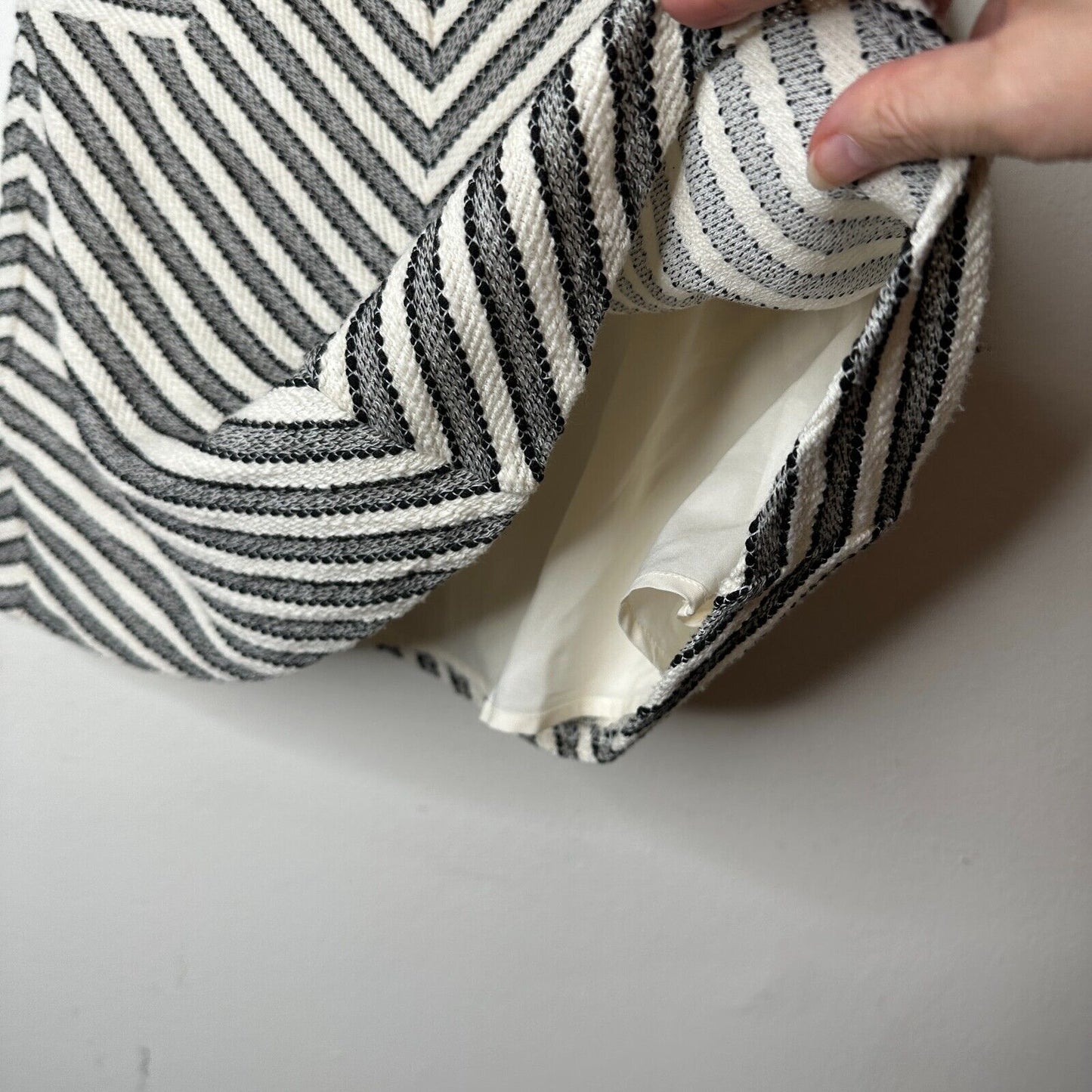 Ann Taylor Loft Petite Textured Cream & Black Chevron Stripes Flare Skirt XXSP