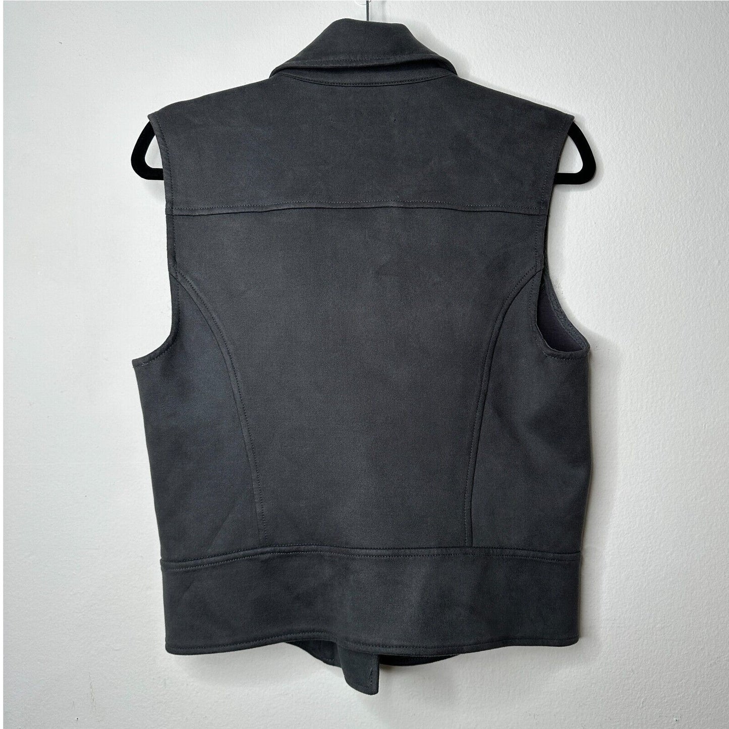 Level 99 Alexa Faux Suede Earl Gray Moto Vest Asymmetric Center Front Zip Medium