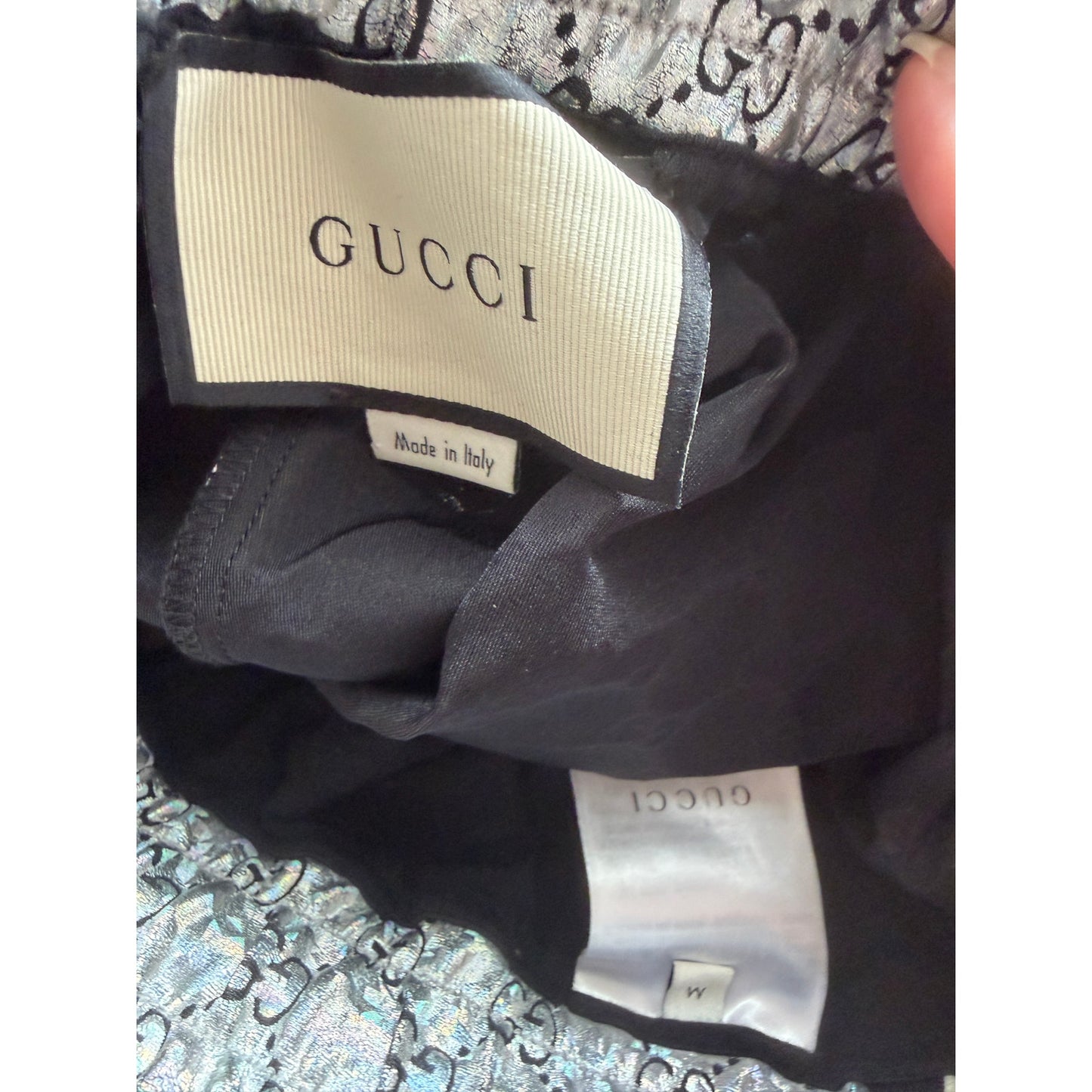 Gucci Silver GG Crystal Jogger Pants Men's M