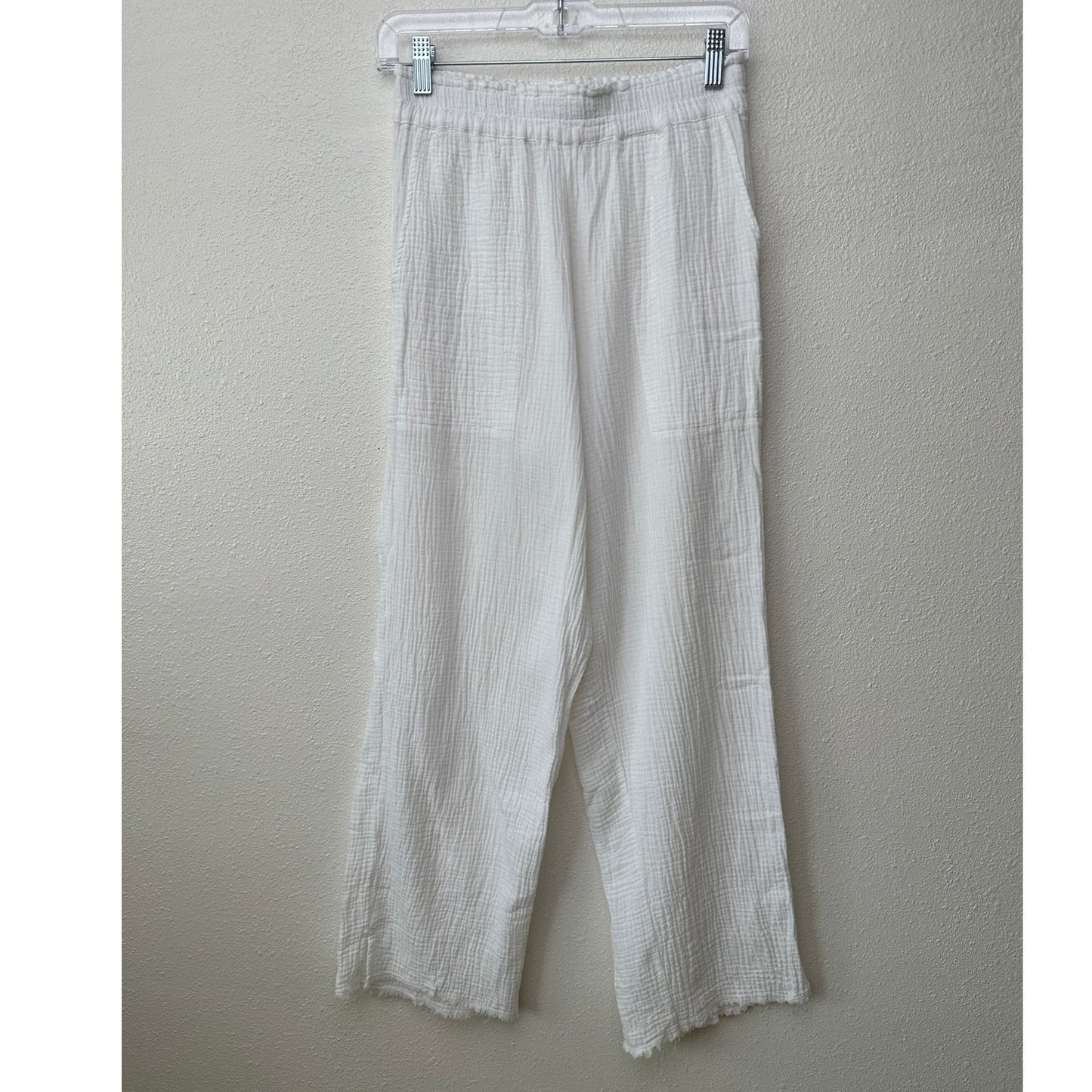 Rails Leon White Gauze Wide Leg Pants Elastic Waist US S