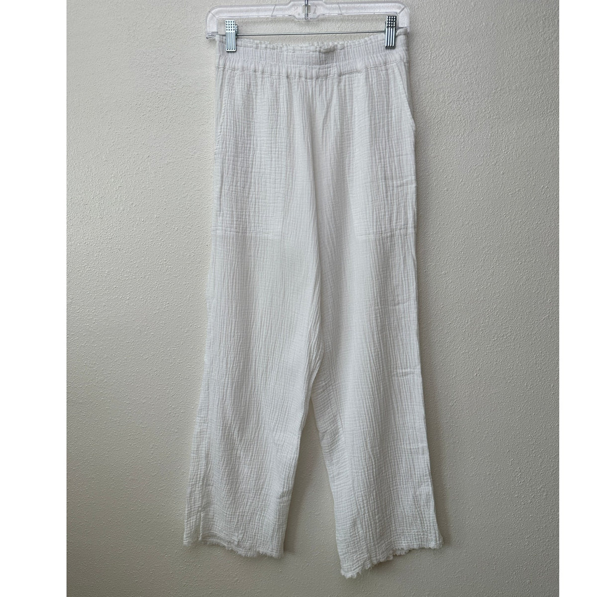 Rails Leon White Gauze Wide Leg Pants Elastic Waist US S