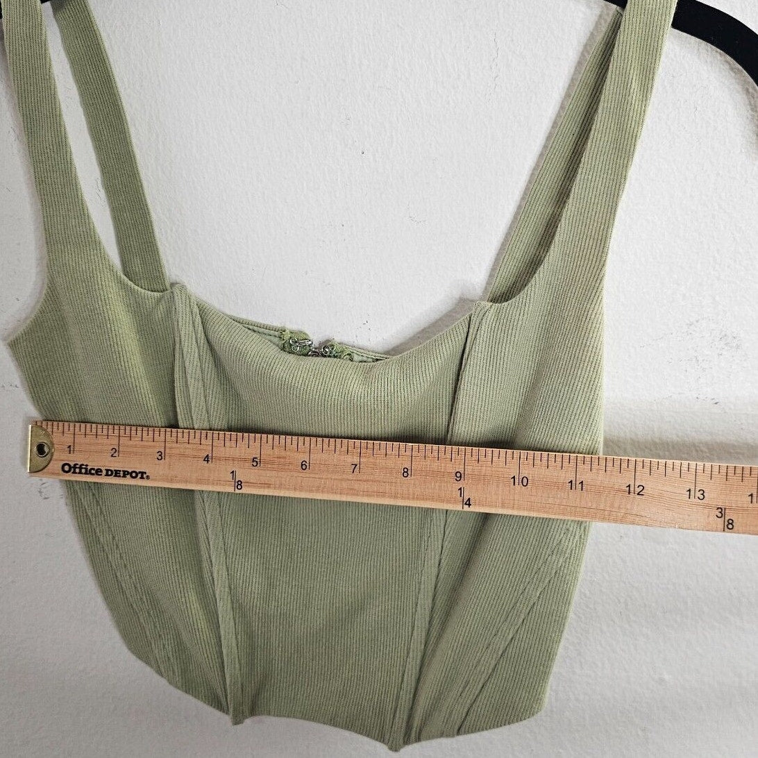 Beige Botany Ultra Soft Structured Mint Green Square Neck Corset Crop Top Small
