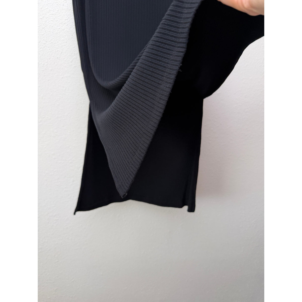 Amour Vert Black Ribbed Modal Midi Pencil Skirt Women's US M