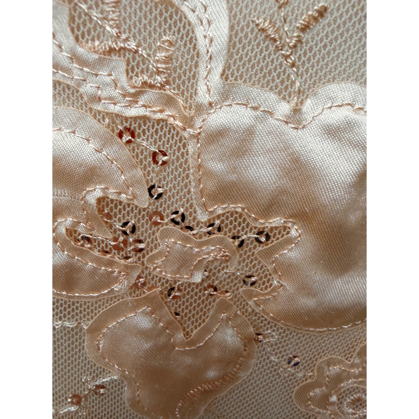NWT Sue Wong Copper Lace Sheer Mesh Dress 3/4 Sleeve Floral Satin Size 14