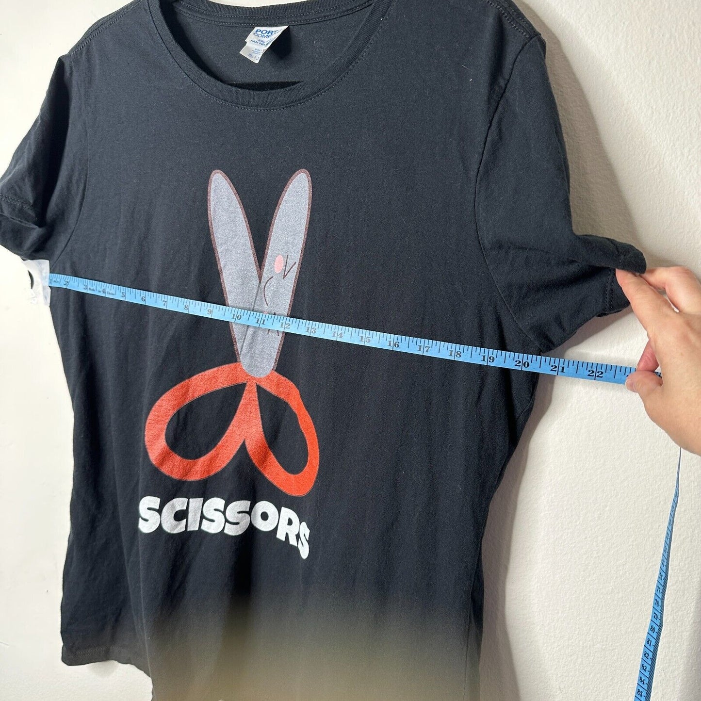 Port & Company Black Short Sleeve Round Neck Scissors Graphic Tee XL