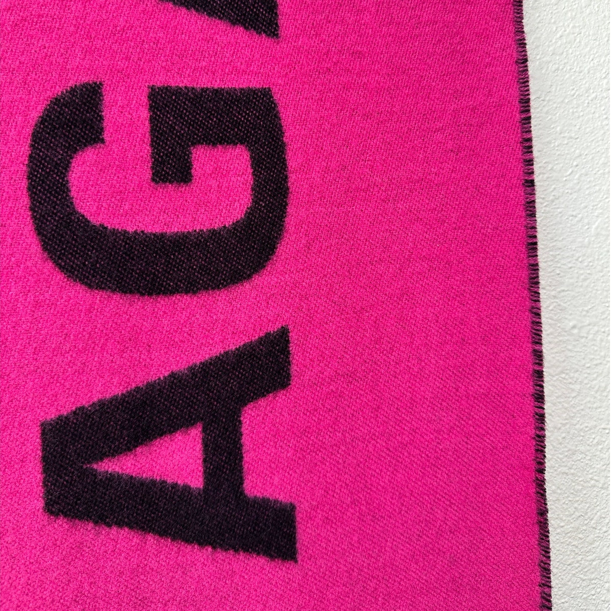 GUC Balenciaga Logo Scarf Fuchsia Black Unisex Woven Jacquard