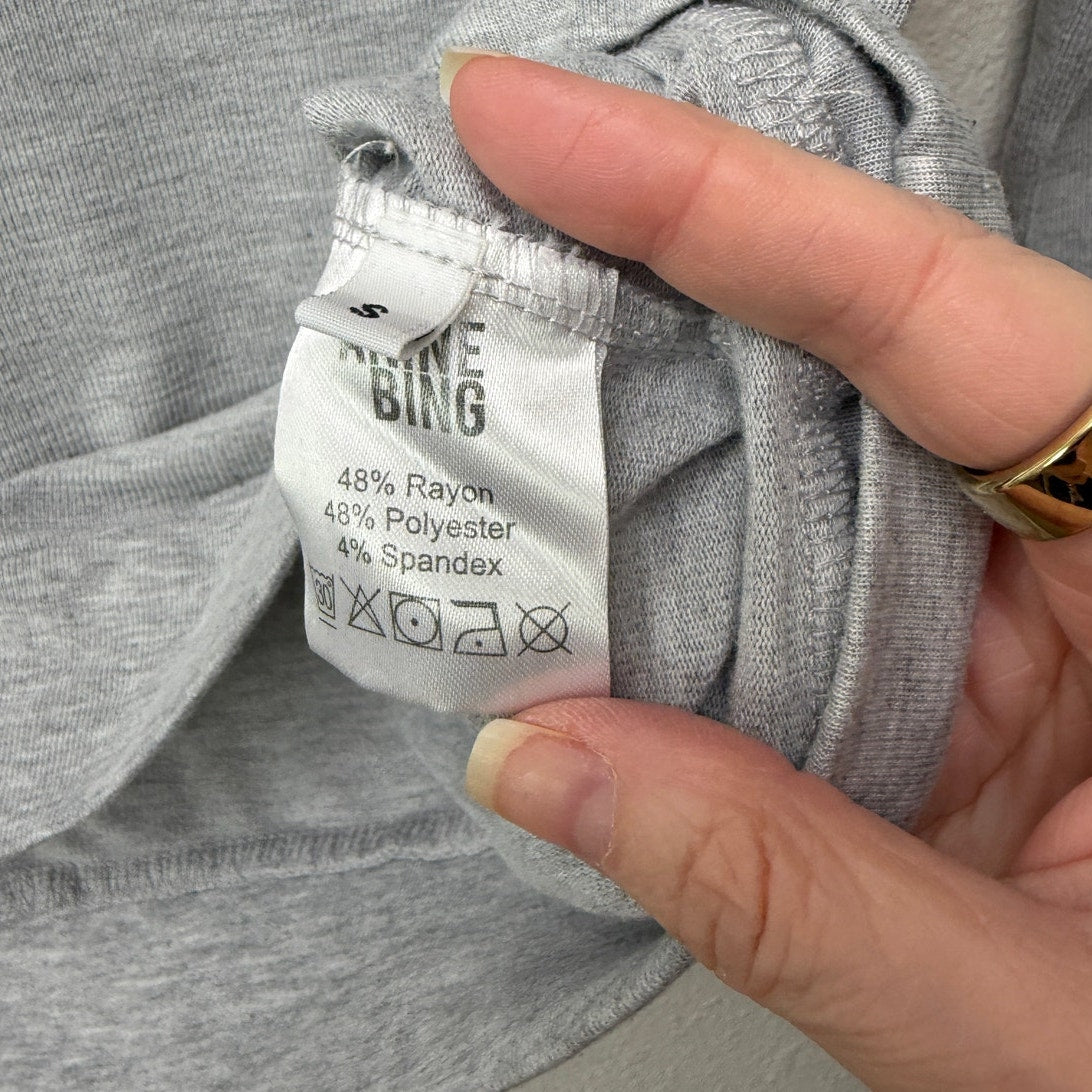 Anine Bing Light Gray BING Graphic Crewneck Sweatshirt Long Sleeve Size S