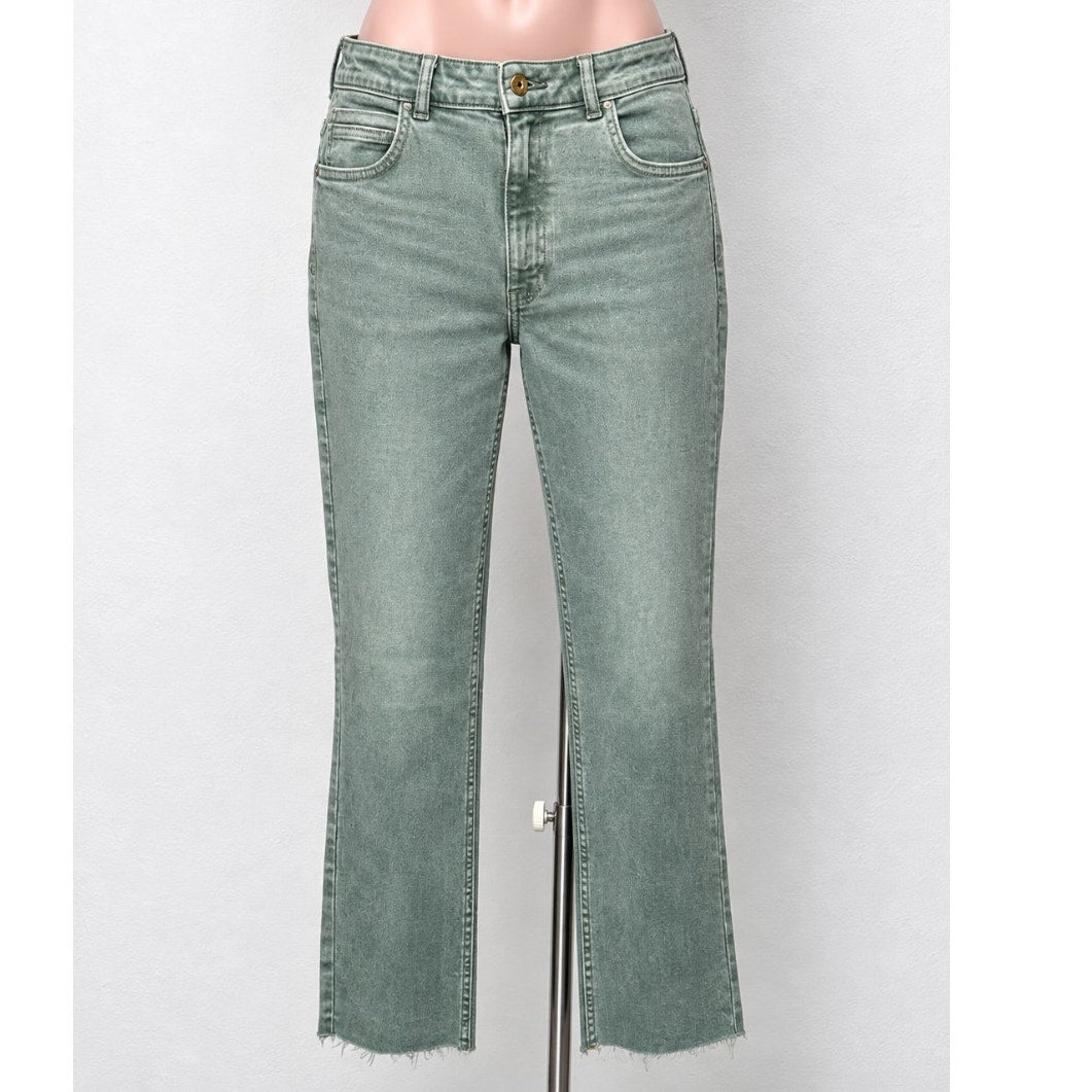 NWT Zara Olive Mini Flare High Rise Flare Leg Ankle Stretch Jean 10