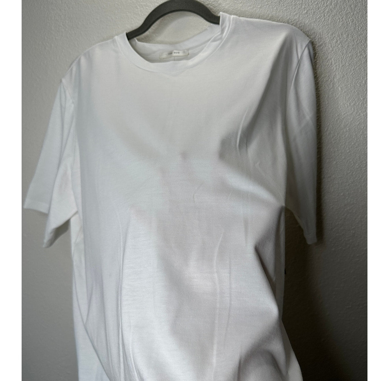 NWT The Row White Chiara Pima Cotton Crewneck Back Seam T-Shirt L