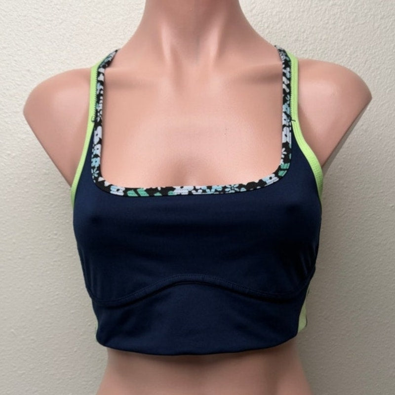 Free People Movement Navy Floral Racerback Sports Bra Women S