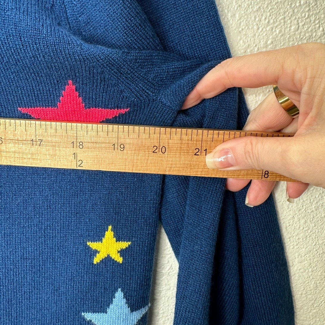 Chinti & Parker Navy Multi Star Long Sleeve Crewneck Sweater L