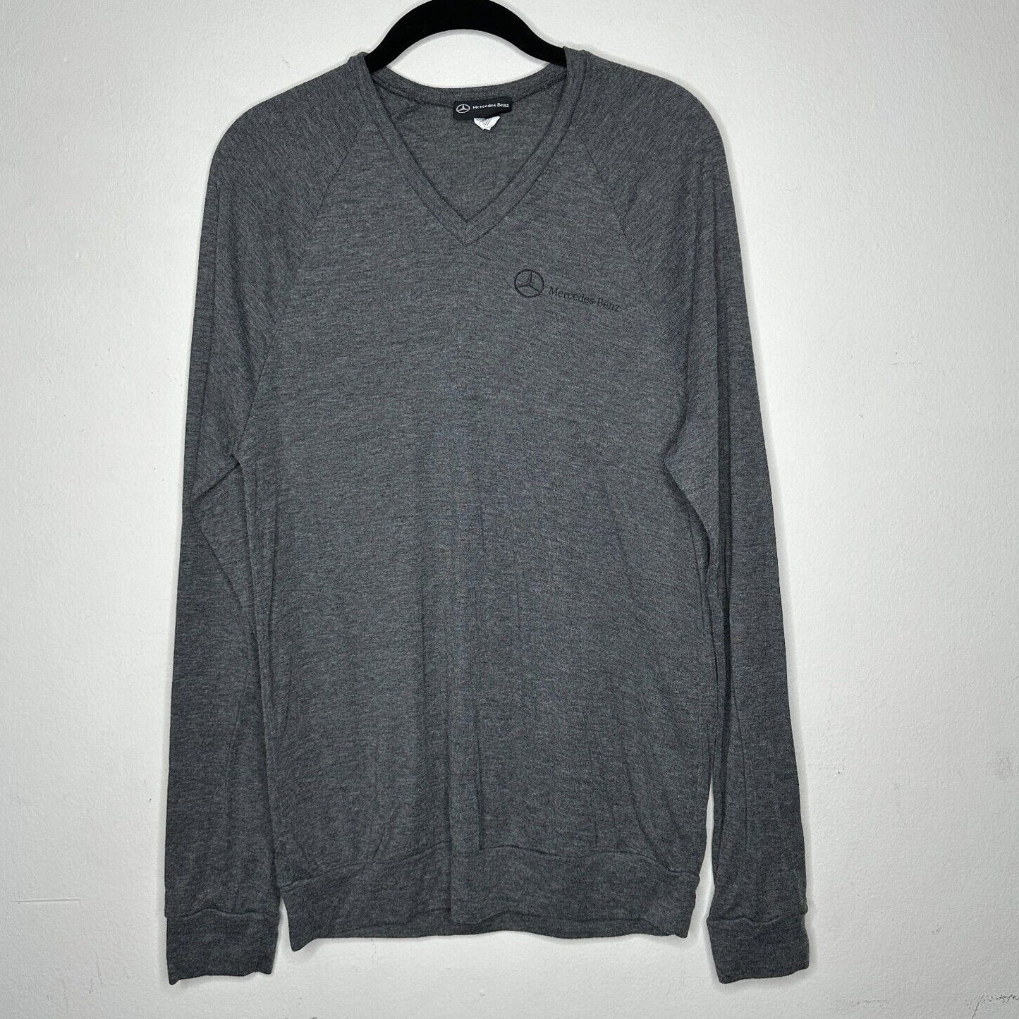 Mercedes Benz Logo Men's Ultra Thin Gray VNeck Long Sleeve Sweater Large