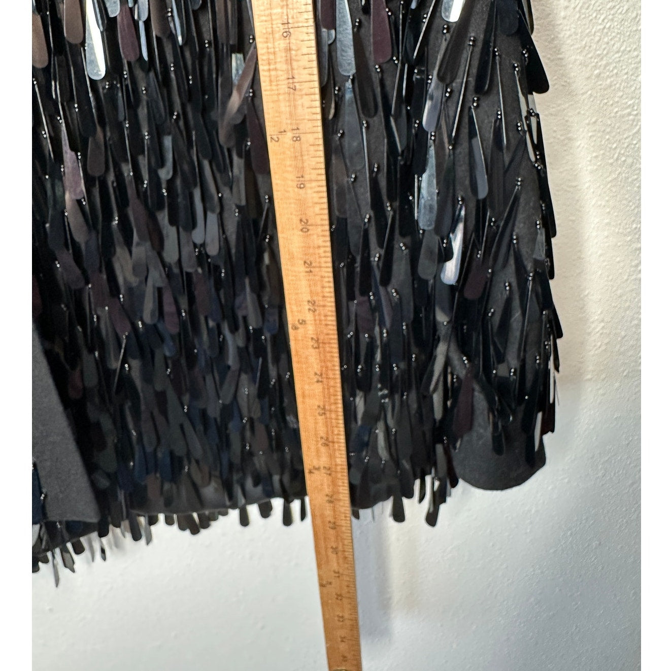 Valentino Garavani Black Sequin Fringe Shirt Jacket Medium