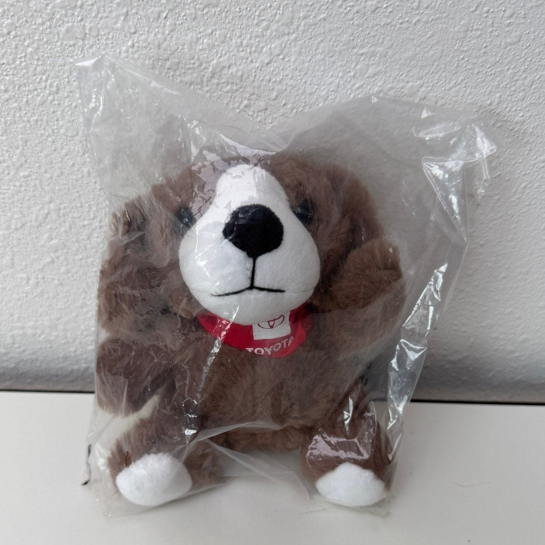 NWT Toyota Brown Plush Dog Stuffed Animal Red Bandana Promo Mascot 6"