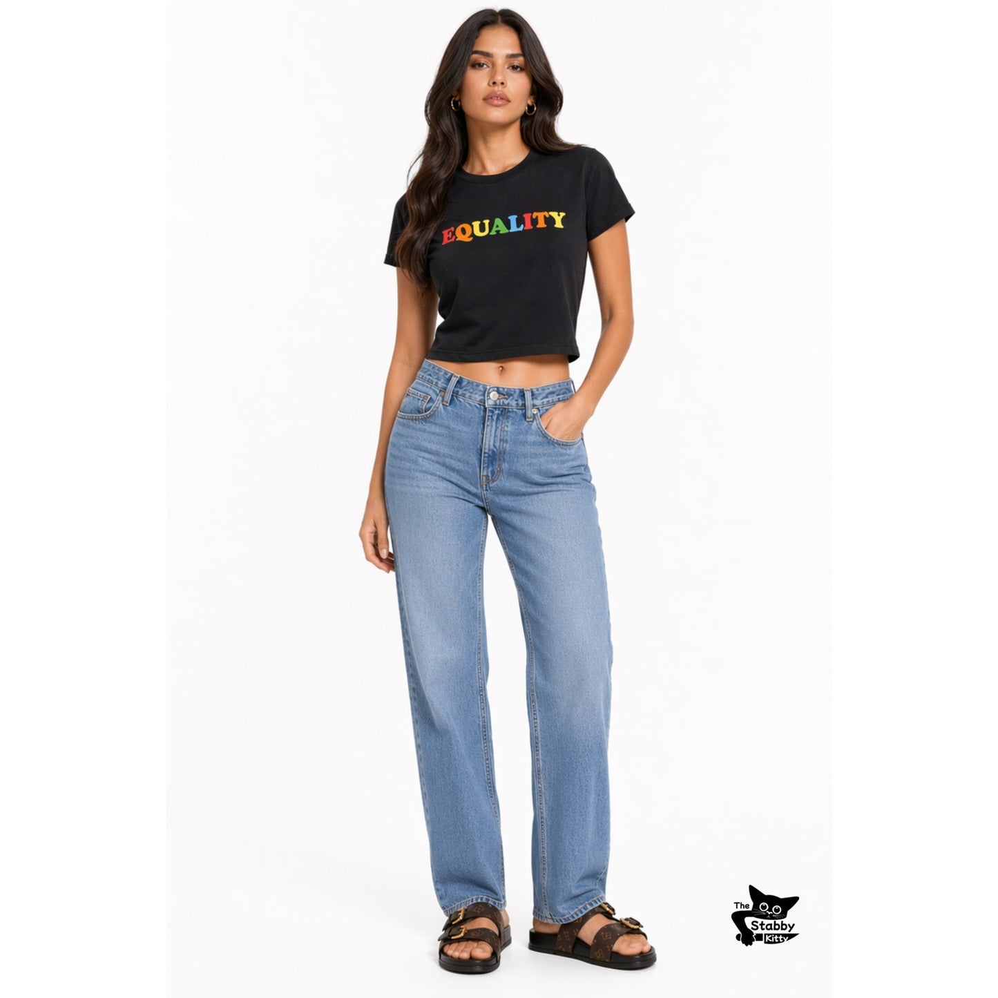 NWOT Fashion Nova Equality Graphic Crop Tee Black S
