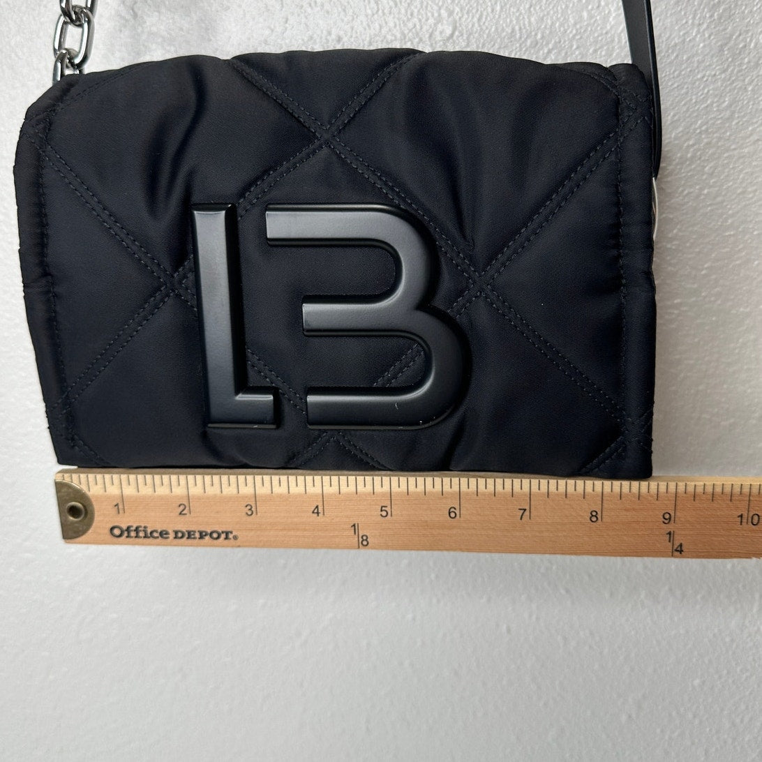 BYL Small Black Padded Nylon Crossbody Bag Leather & Chain Strap