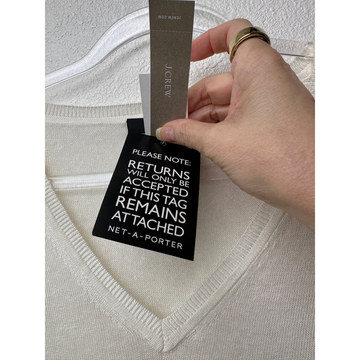 NWT J Crew Linen Blend V-Neck Sweater Ivory Women's US L