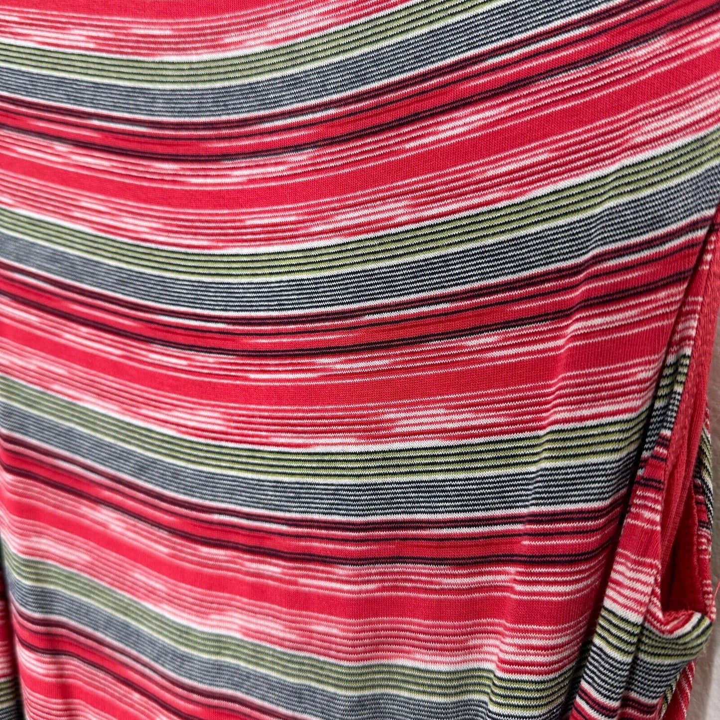 Bailey 44 Peach Blue & Green Striped Emile Sleeveless V-Neck Faux Wrap Dress XS