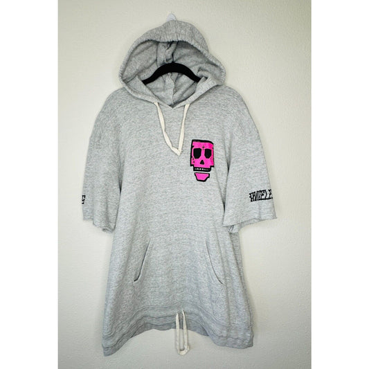 Purple Haus Machine Cut Short Sleeve Kangaroo Pouch Hoodie Pullover Sweater 2XL