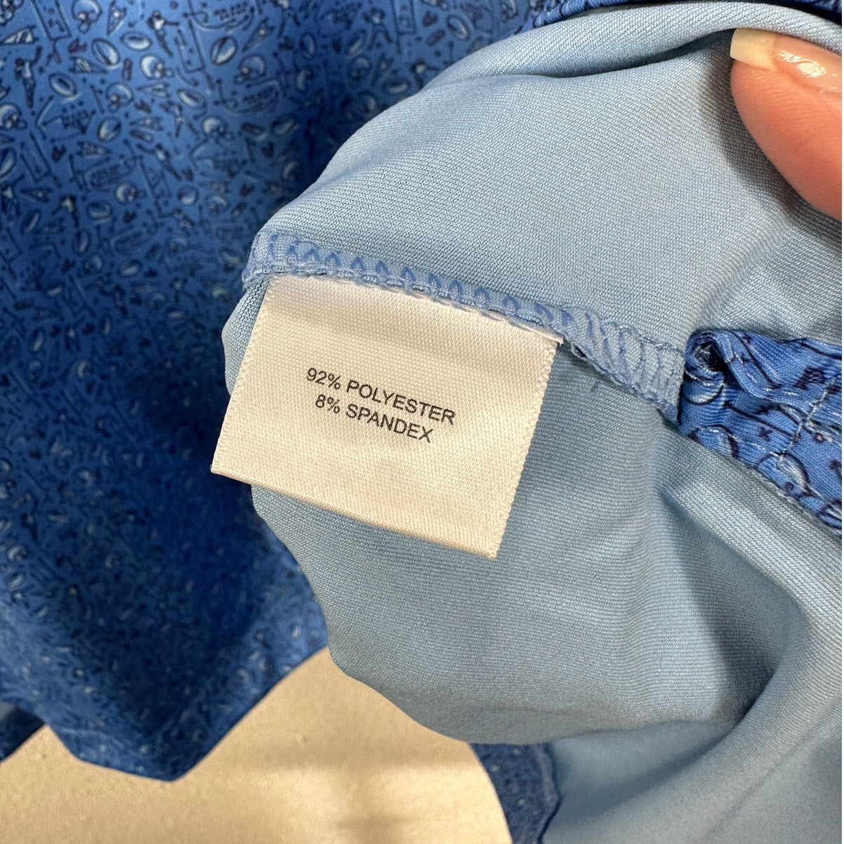 NWT Peter Millar Blue Football Print Short Sleeve Polo Shirt M