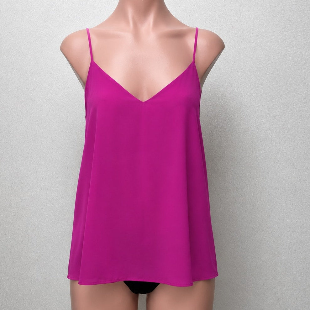 Lavender Brown Pink Fuscia Semi Sheer V-Neck T-Band Cami M