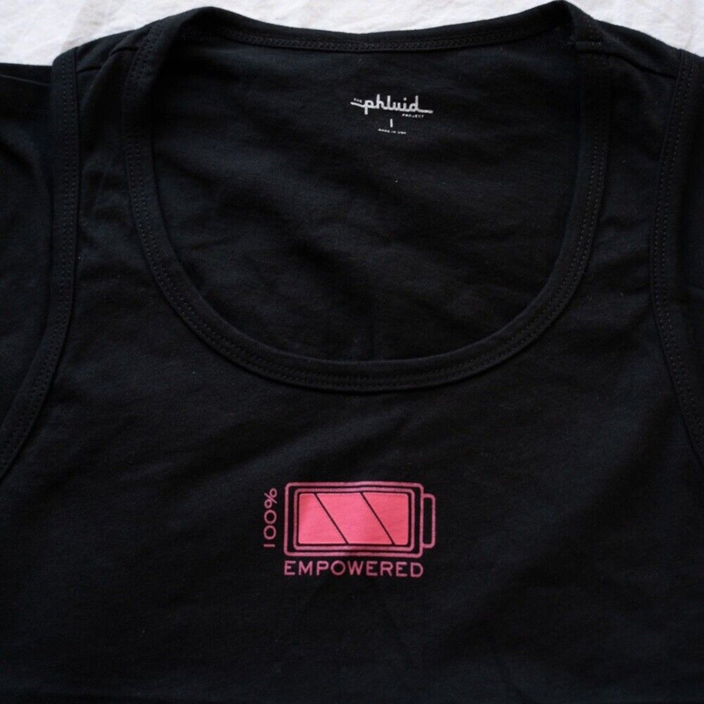 NWT Phluid Project Empowered Tank Top Black Pink Graphic Size S LGBTQIA