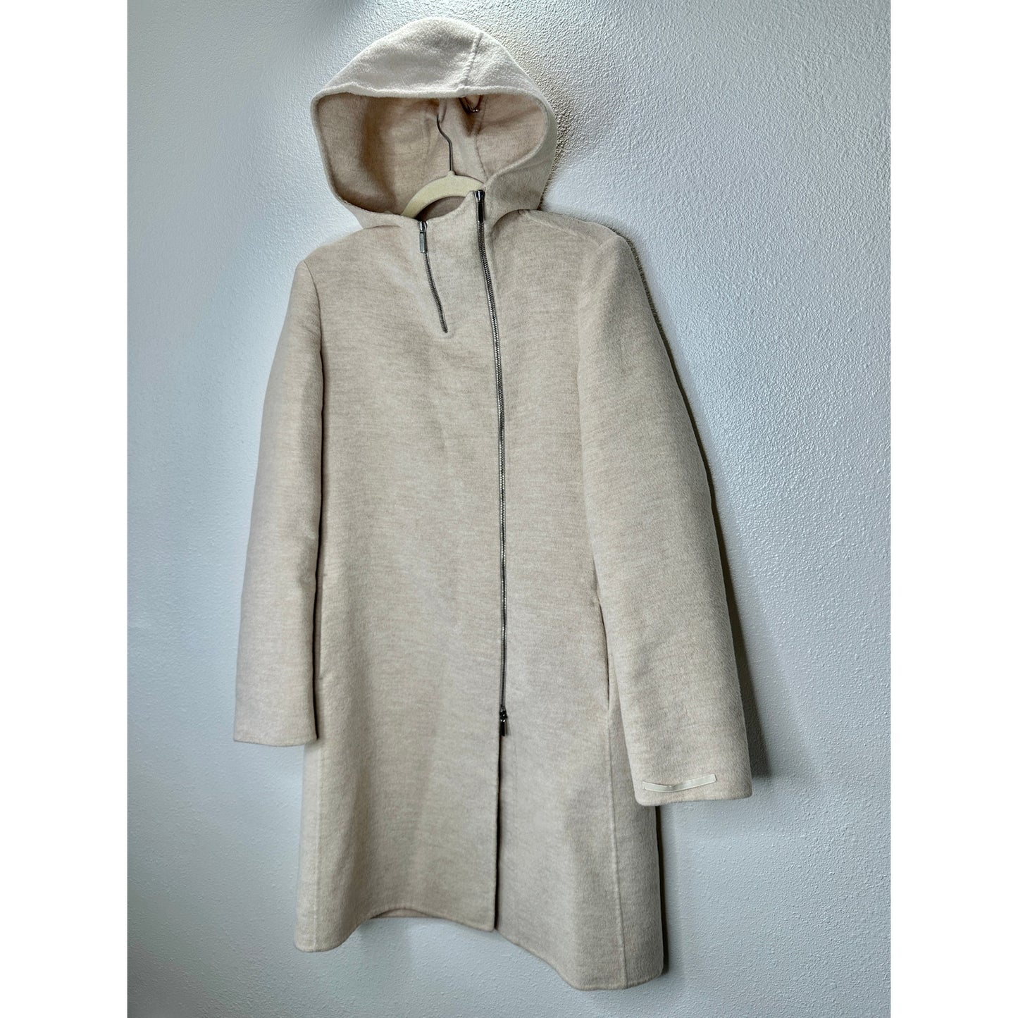 S Max Mara Tan Long Sleeve Front Zip Hooded Wool Angora Shacket 8