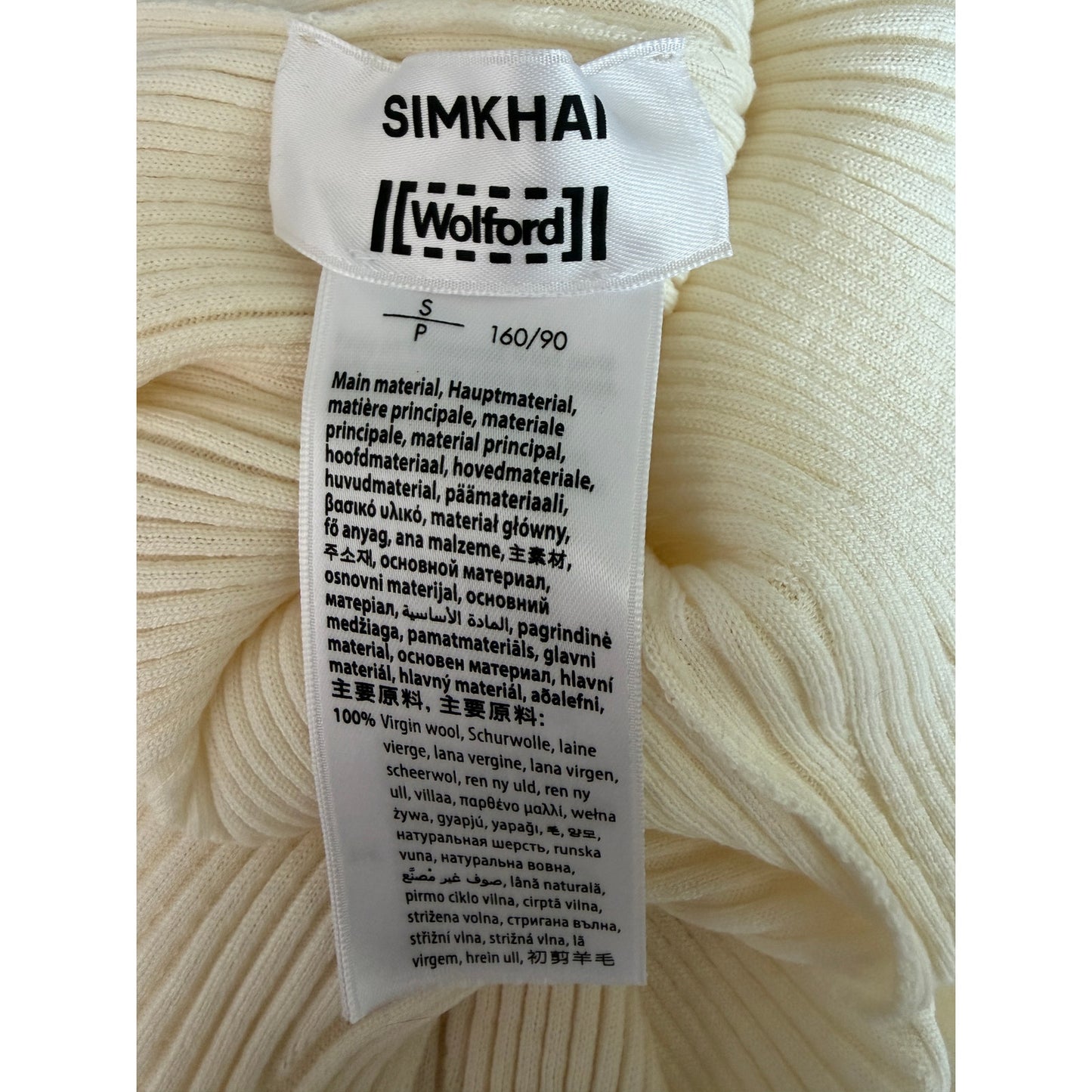 Wolford x Simkhai Ribbed Off Shoulder Wool Bodysuit Cream S