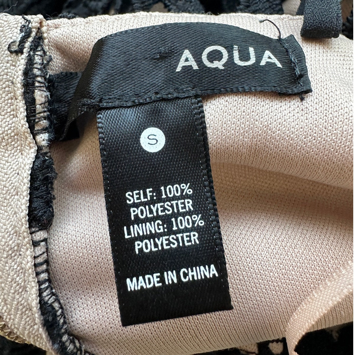 Aqua Black Lace Overlay Tan Lining Spaghetti Strap Cami Midi Dress SM