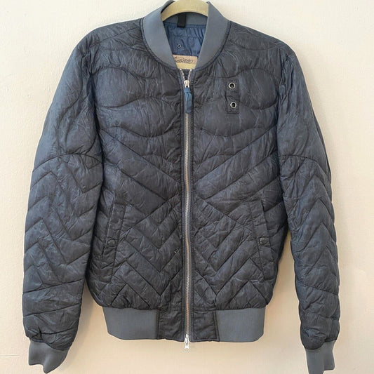 Blauer Nylolite Blue Gray Quilted Super Soft Down Zip Bomber Jacket Coat Medium