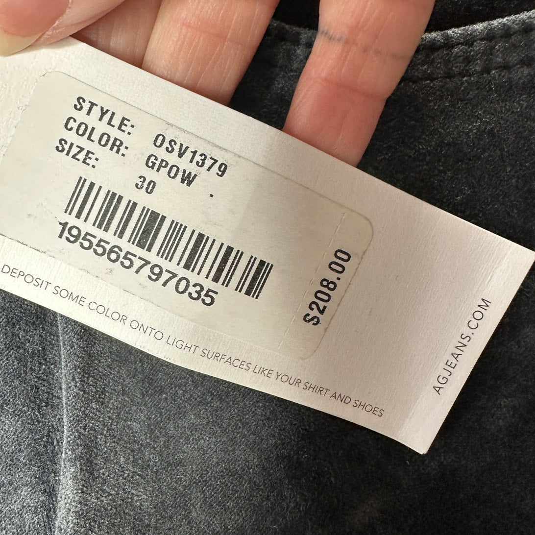 NWT AG Adriano The Farrah Steel Gray High Waist Skinny Velvet Jeans
