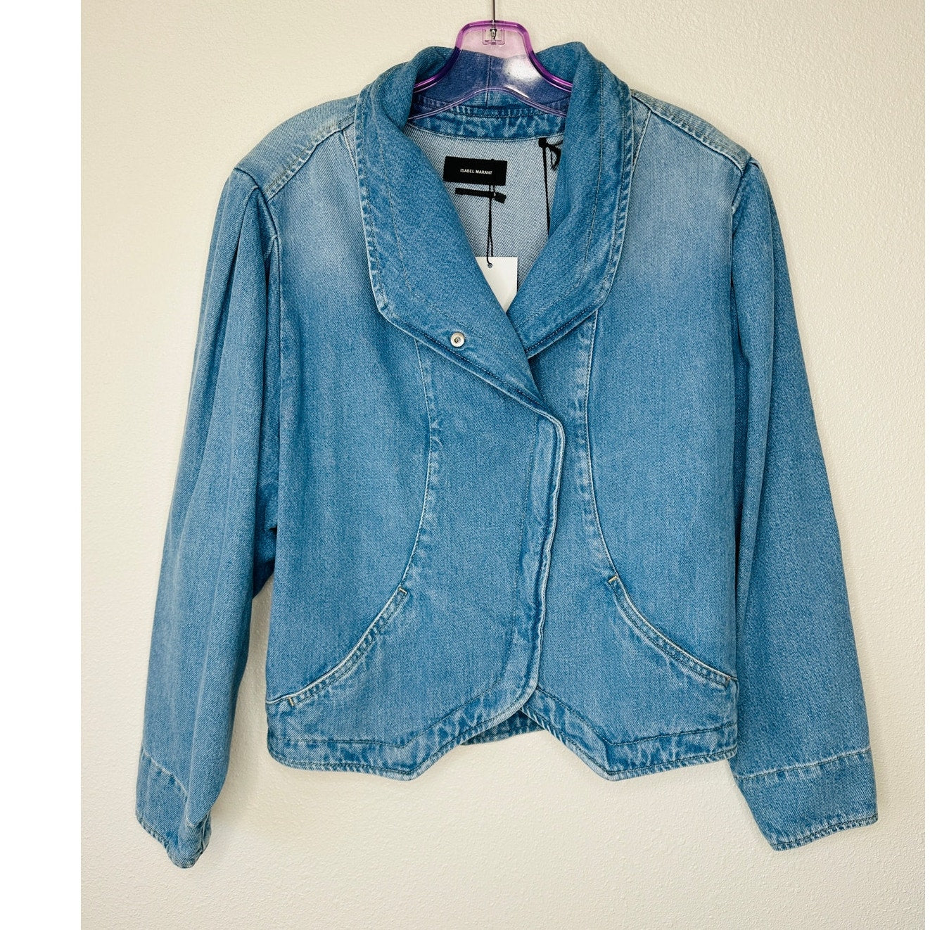 NWT Isabel Marant Medium Wash Pauline Snap Front Denim Jean Jacket 40 / L