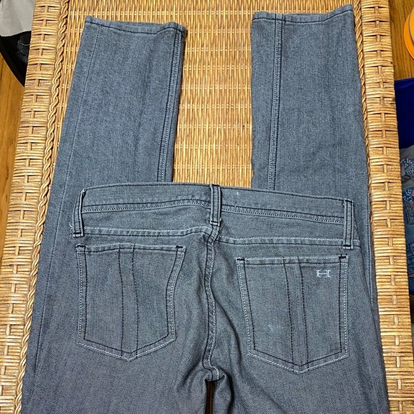 Vintage Y2K Habitual Gray Black Low Rise Straight Skinny Denim Jeans 25
