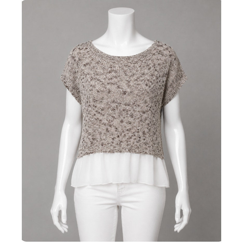 Anthropologie Moth Neutral Nudes Verona Ruffle Hem Pullover Blouse Sweater S