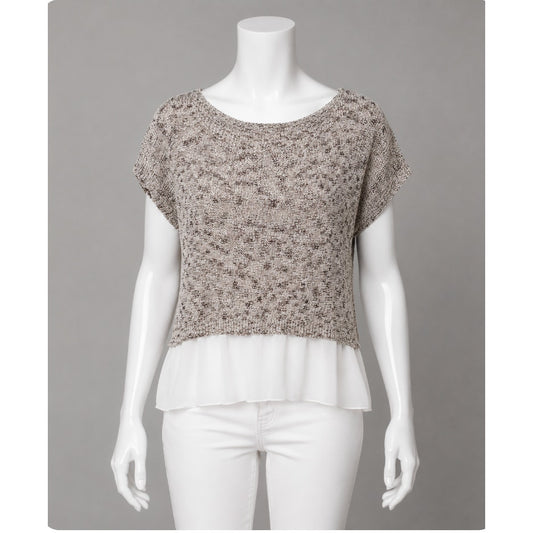 Anthropologie Moth Neutral Nudes Verona Ruffle Hem Pullover Blouse Sweater S