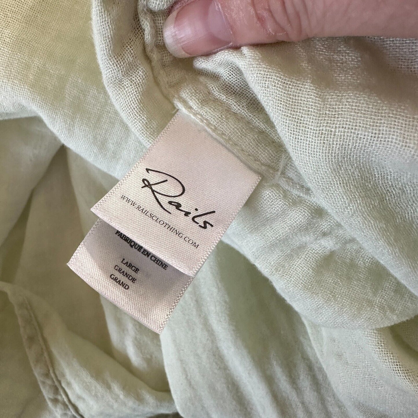 Rails Ellis Blue Mint Dip Dye Button Down Long Sleeve Chest Pocket Gauze Shirt