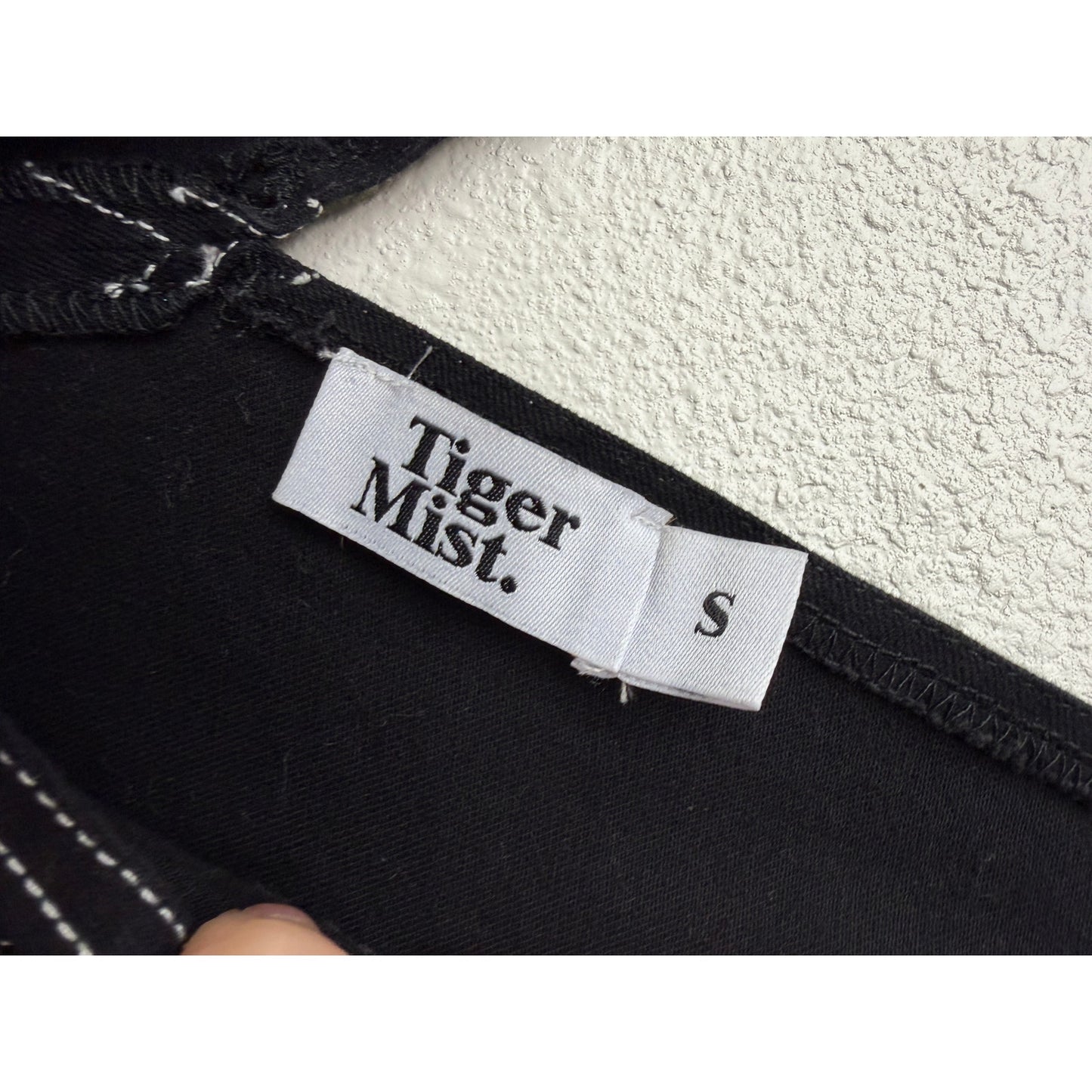 Tiger Mist Black Contrast Stitch Front Zip Wide Leg Jumpsuit Size S