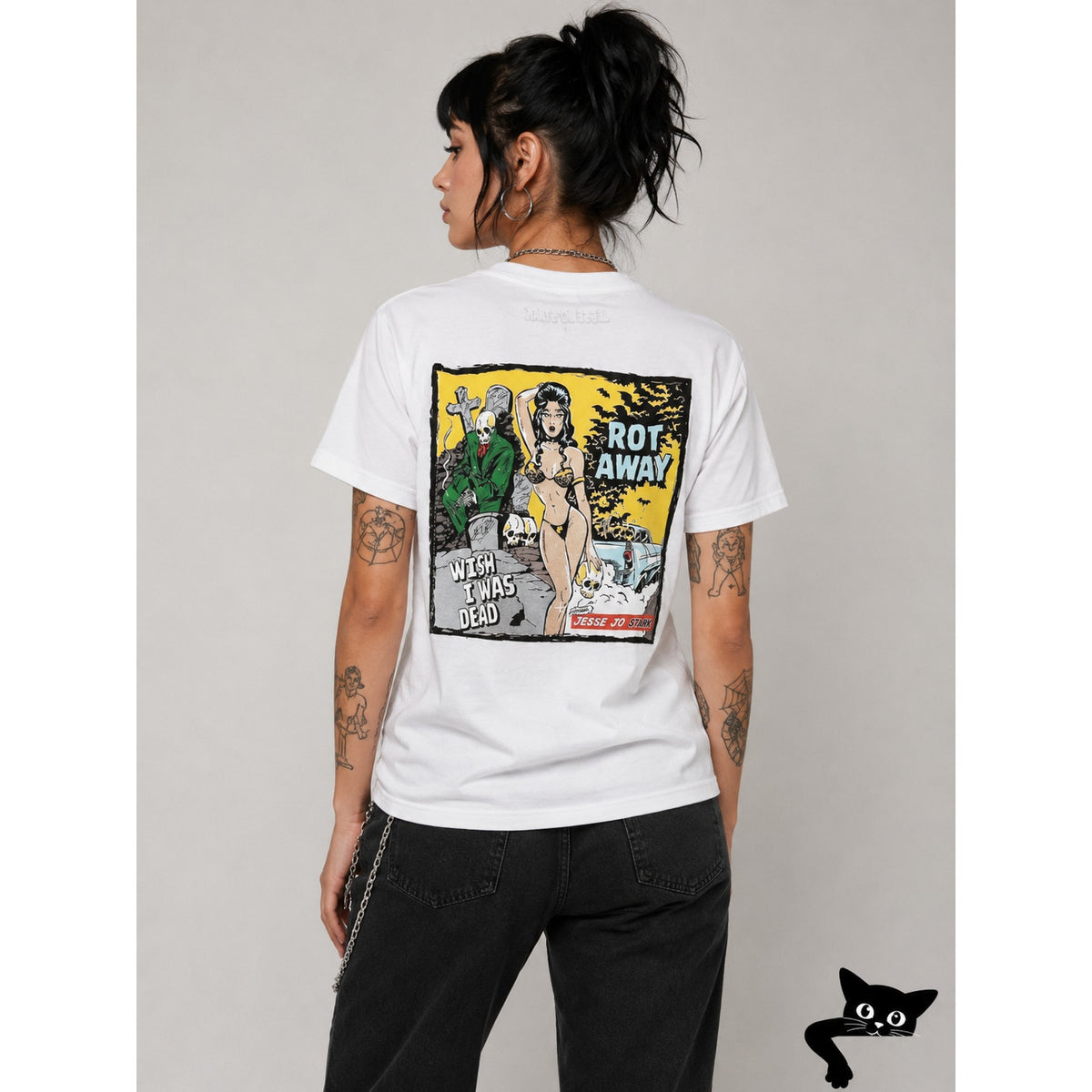 Jesse Jo Stark White Rot Away Wish I Was Dead Graphic Tee S