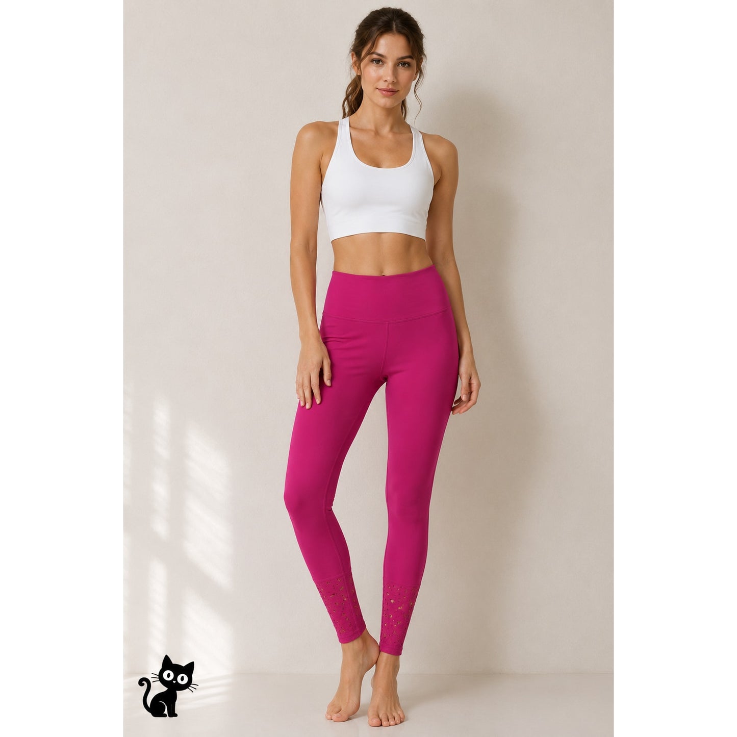 NWT Mono B Pink Laser Cut Yoga Leggings Womens M
