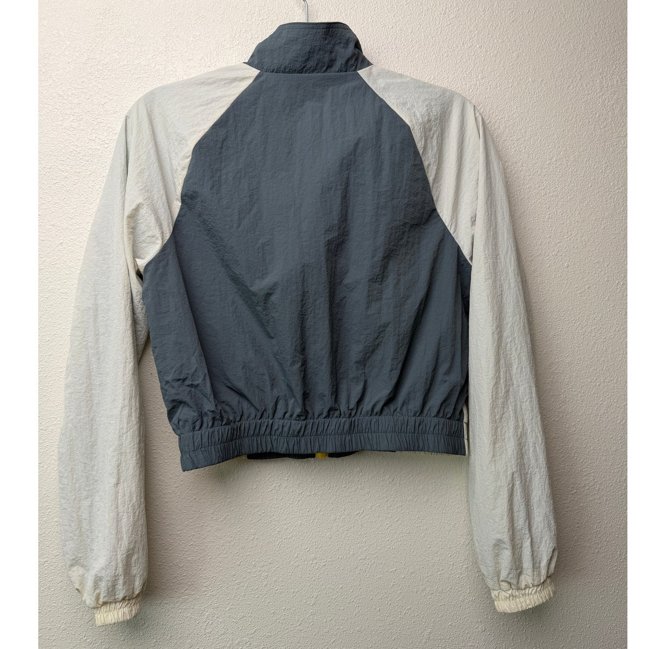 Fabletics Alayia Color Block Windbreaker Jacket Gray White Yellow Size S