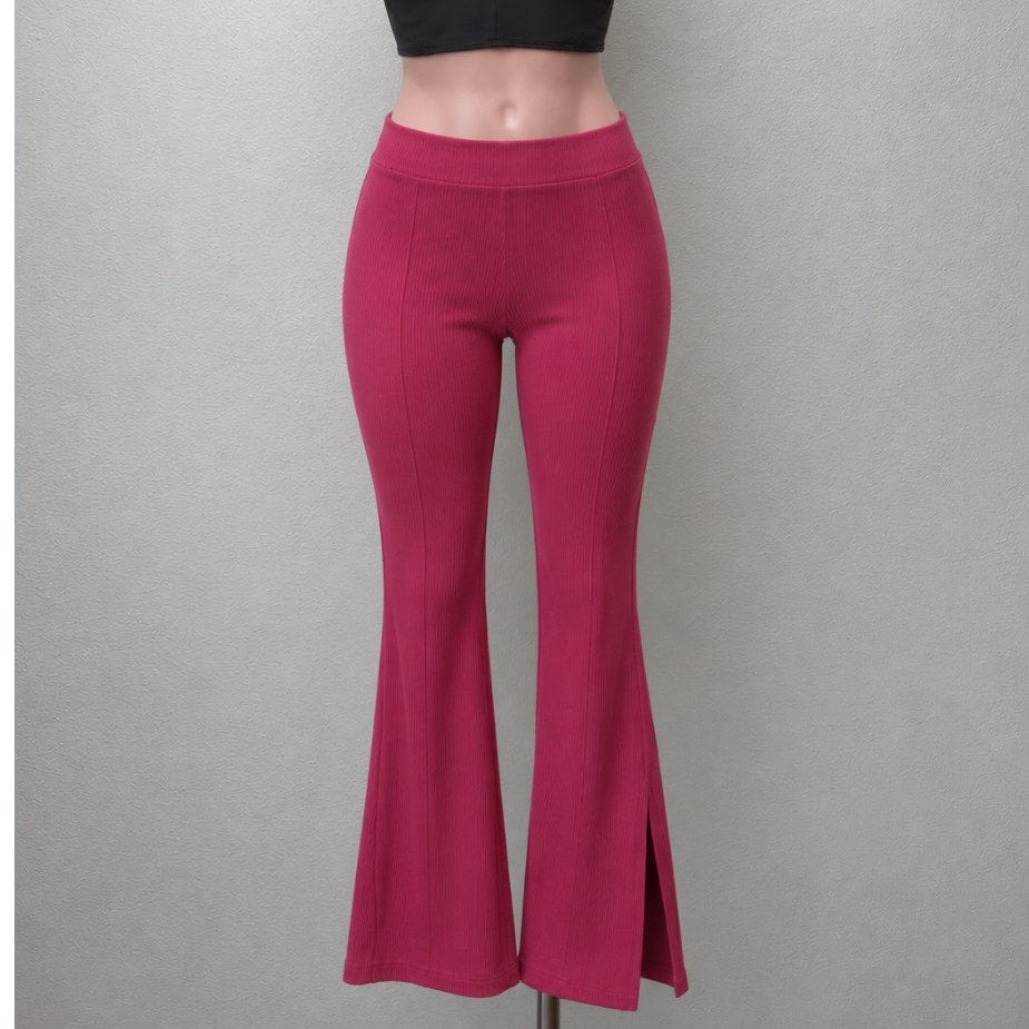 Lululemon Dark Pink Pomegranate Brushed Softstreme Ribbed Zip Flared Pant 4
