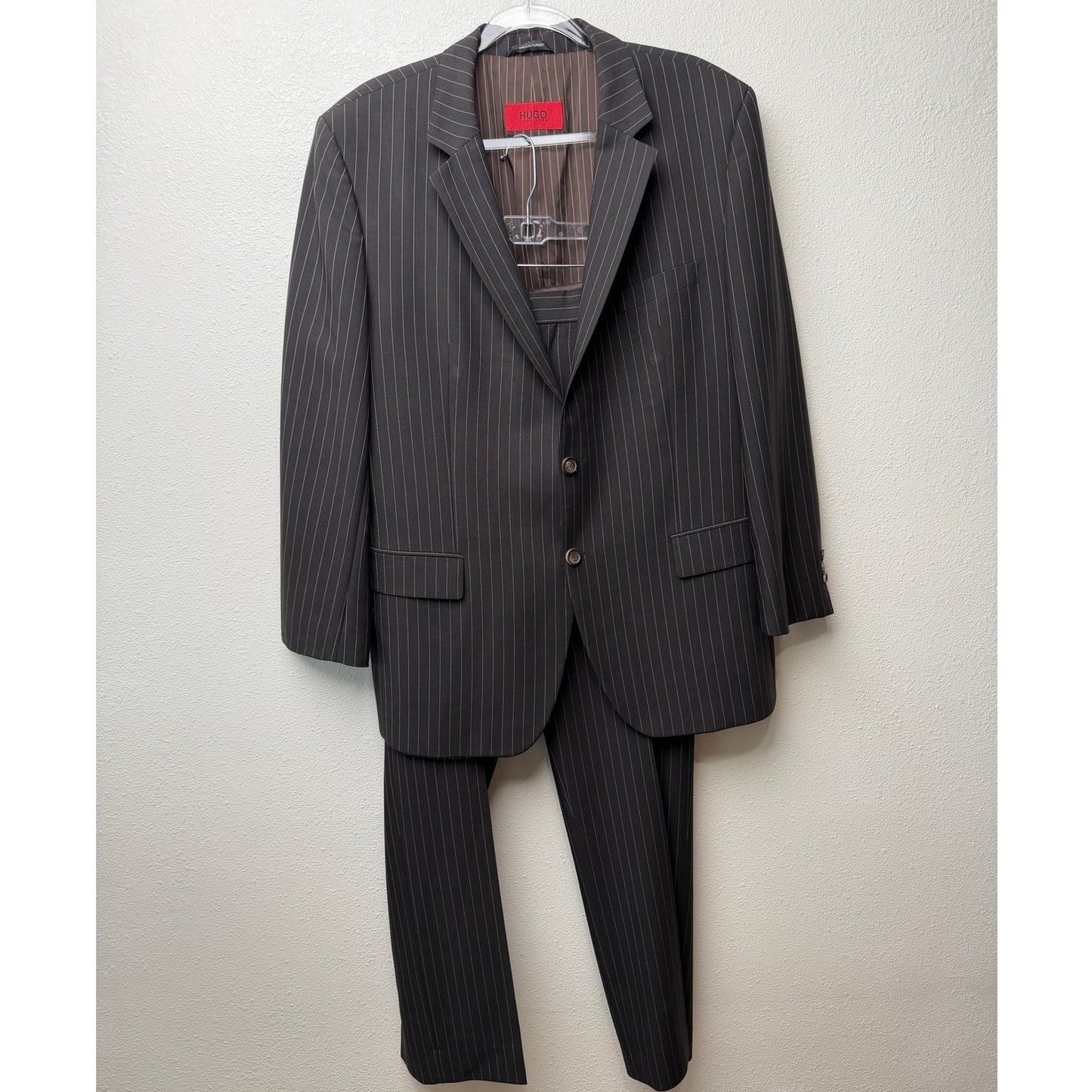 Hugo Boss Black Pinstripe Wool Mohair 2 Pc Suit Men’s 46R