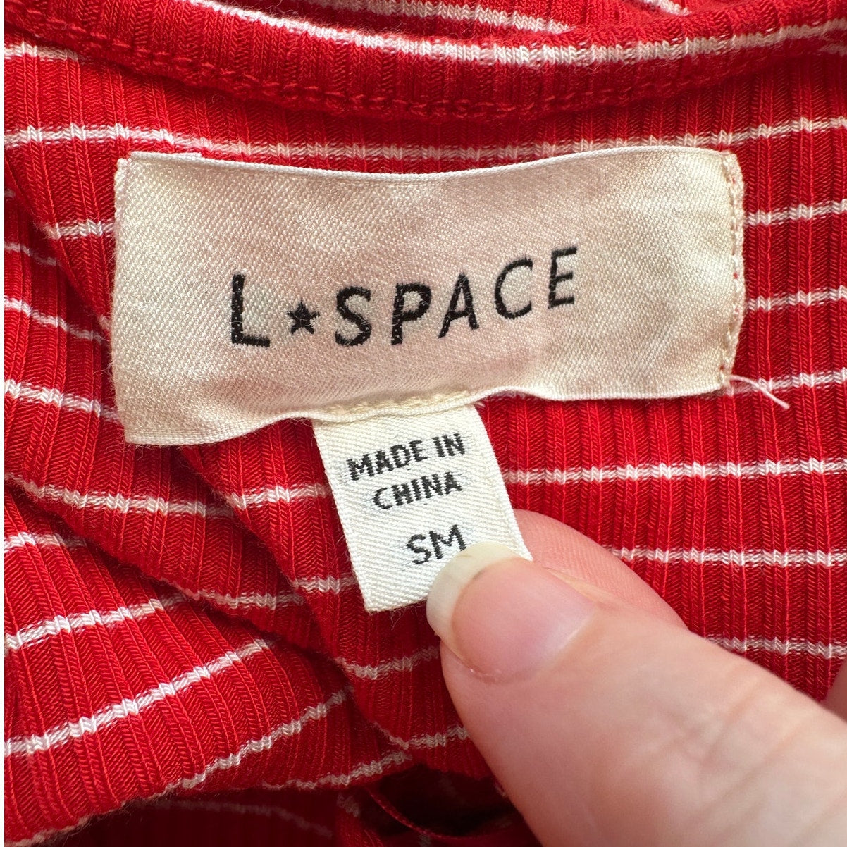 L Space Halter Mini Dress Red White Striped Ribbed Bodycon S