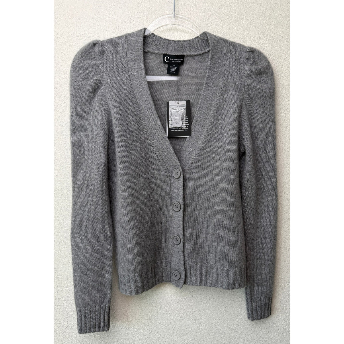 NWT C by Bloomingdales Gray Cashmere Cardigan Women XS