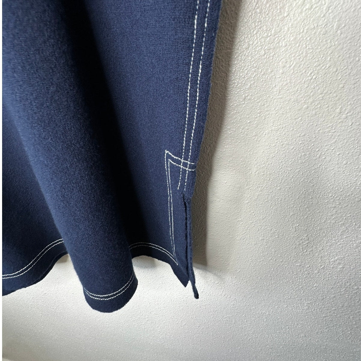 Elizabeth and James Navy with White Stitch Long Sleeve Hooded Sweater L